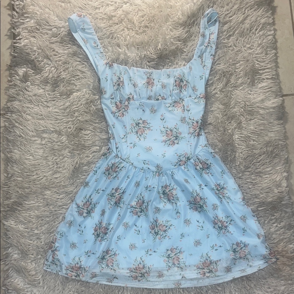 Tiger Mist Sky Blue Floral Dress